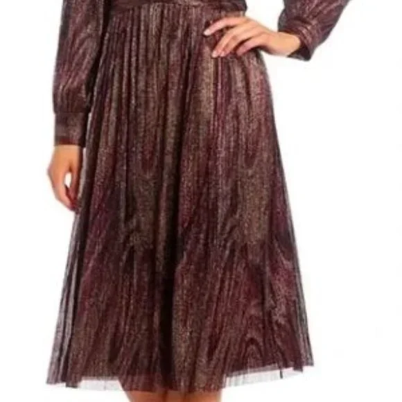 long sleeve fit and flare midi dress Long Sleeve Square Neck Fit & Flare Midi Dress
